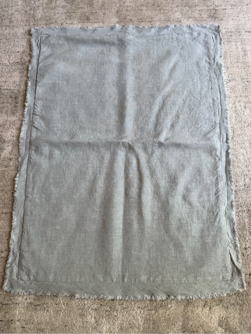 Set Of 2 Pottery Barn 100% Linen Standard Shams Blue Frey Edge